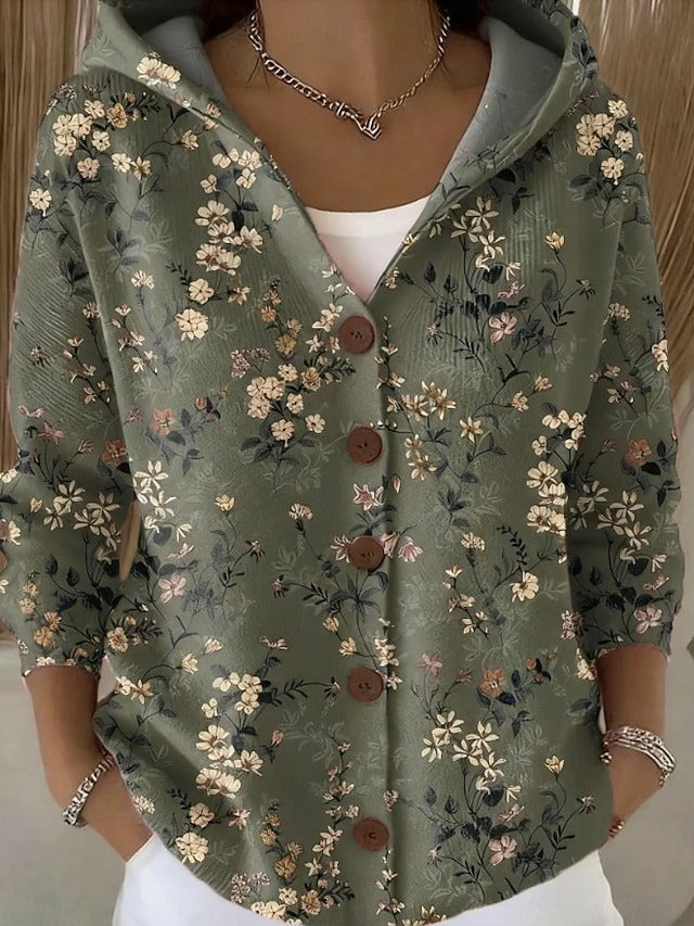 Jenna | Elegant  Button Hooded Sweater – Dark Green | The Bellemont Sisters Australia