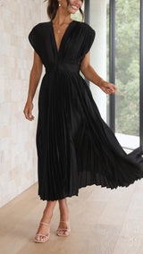 Ella | Women’s Classic Pleated Maxi Dress – Black | The Bellemont Sisters Australia