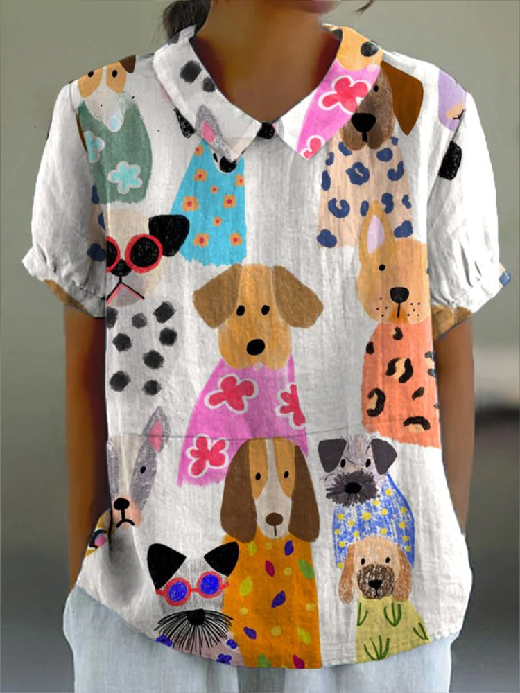 Tilly | Dog Print Shirt – Multicolour | The Bellemont Sisters Australia