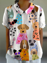 Tilly | Dog Print Shirt – Multicolour | The Bellemont Sisters Australia