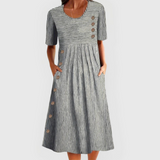 Wanda Striped Midi Dress – Gray | The Bellemont Sisters Australia