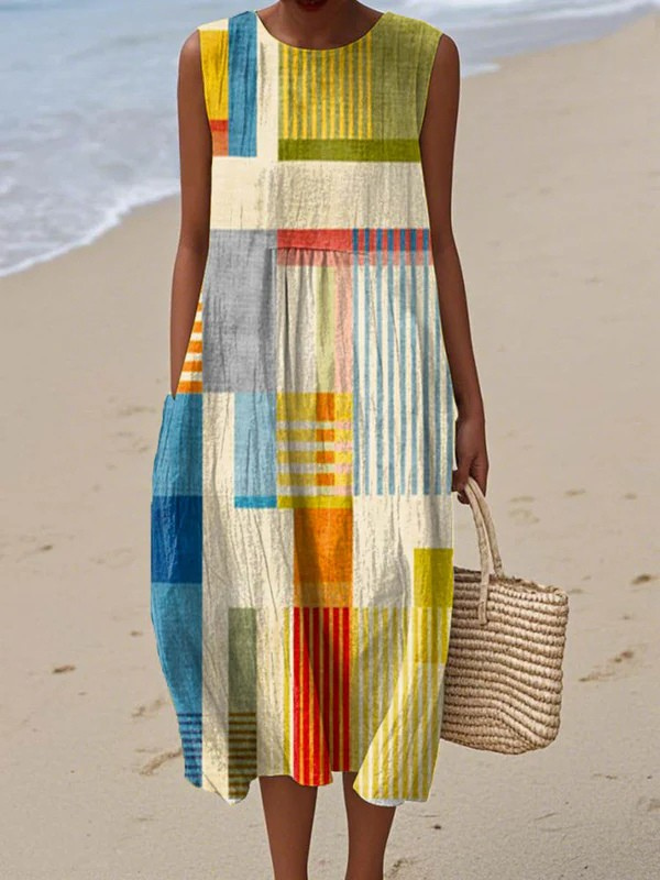 Eve™ Geometric Midi Dress – Multicolor | The Bellemont Sisters Australia