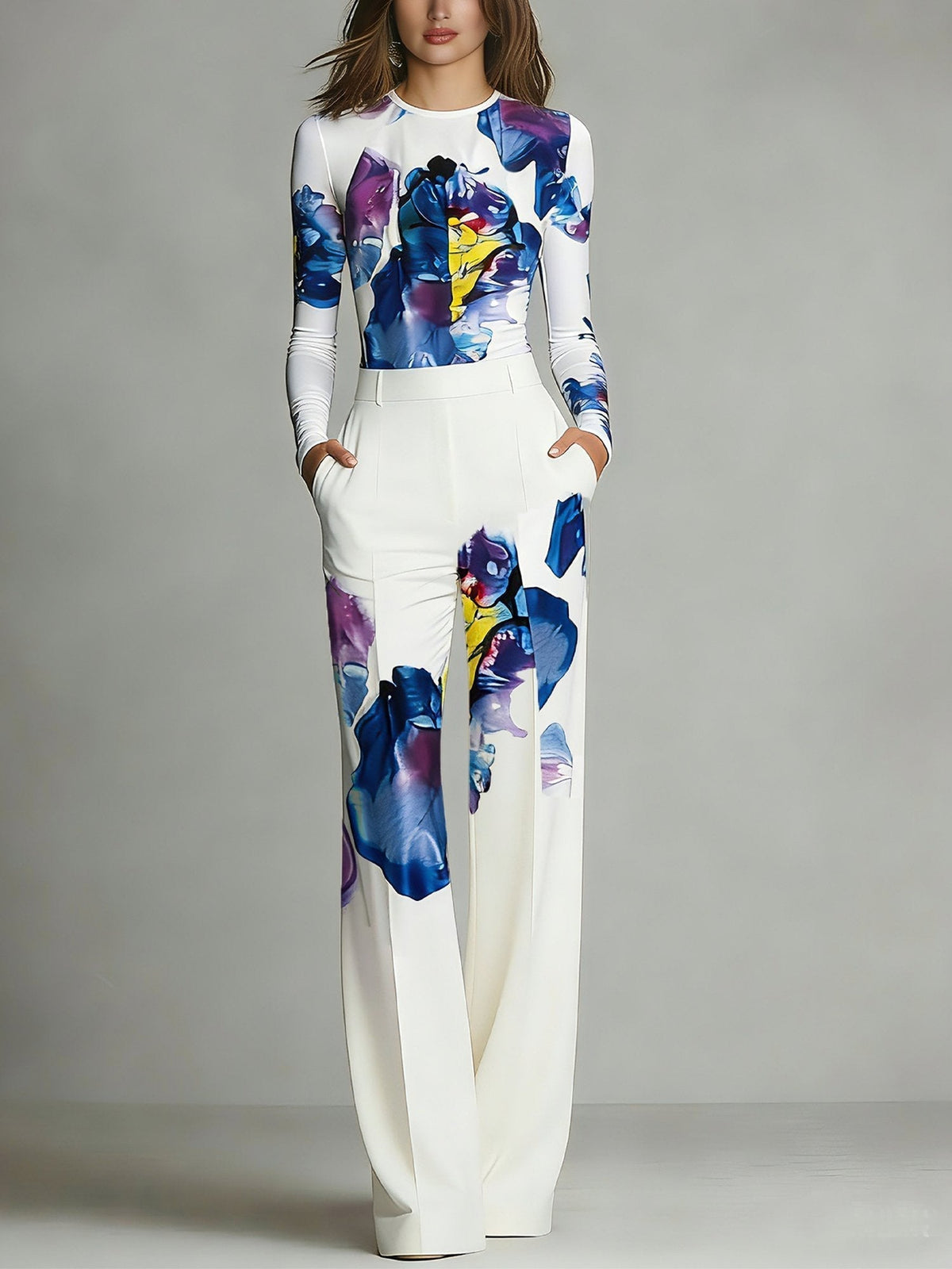 Sofia | Set with Colorful Print – White | The Bellemont Sisters Australia