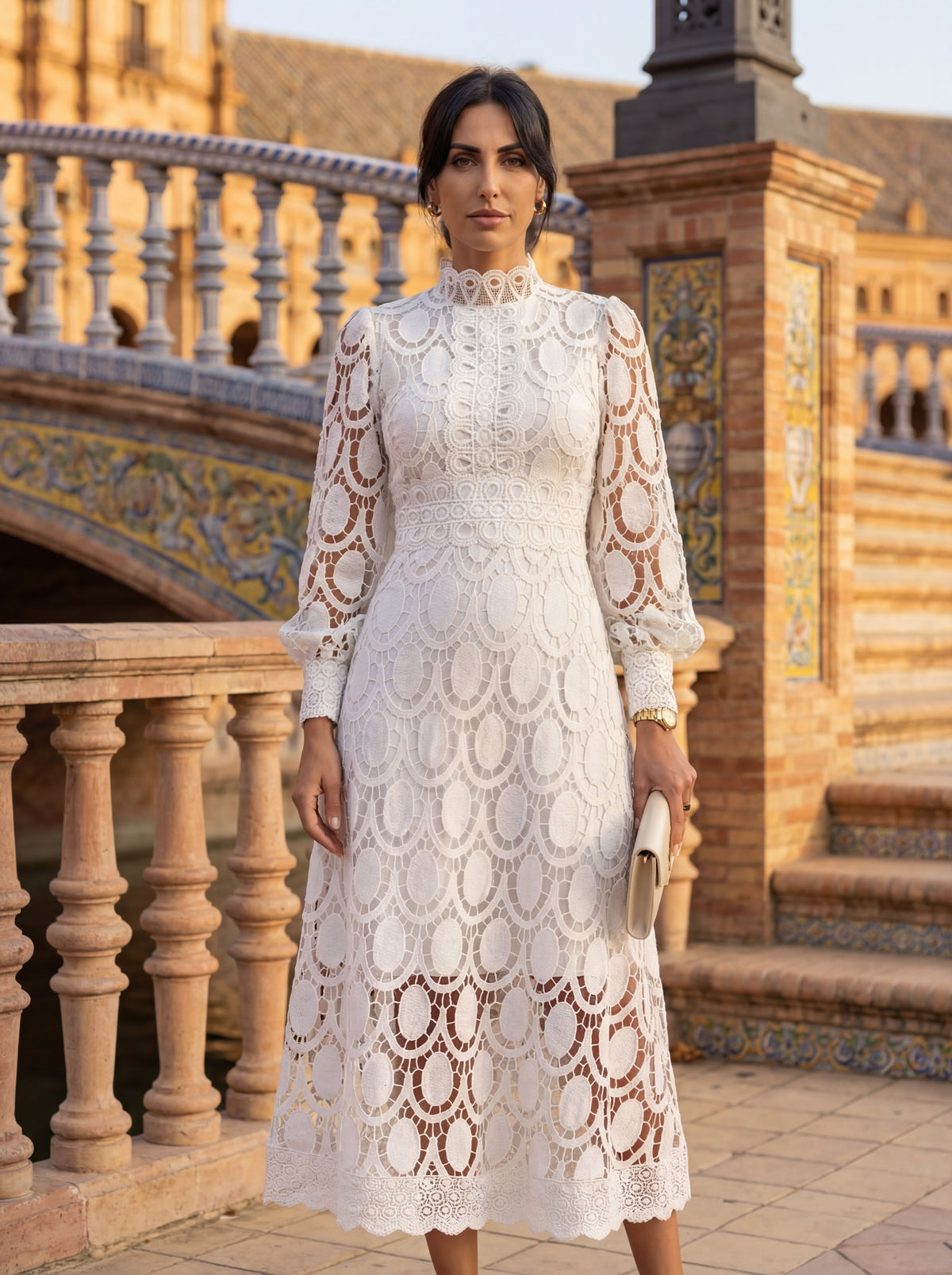 Carmona | Long Sleeve Turtleneck Dress – White | The Bellemont Sisters Australia