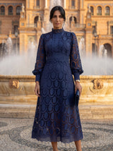 Carmona | Long Sleeve Turtleneck Dress – Dark Blue | The Bellemont Sisters Australia