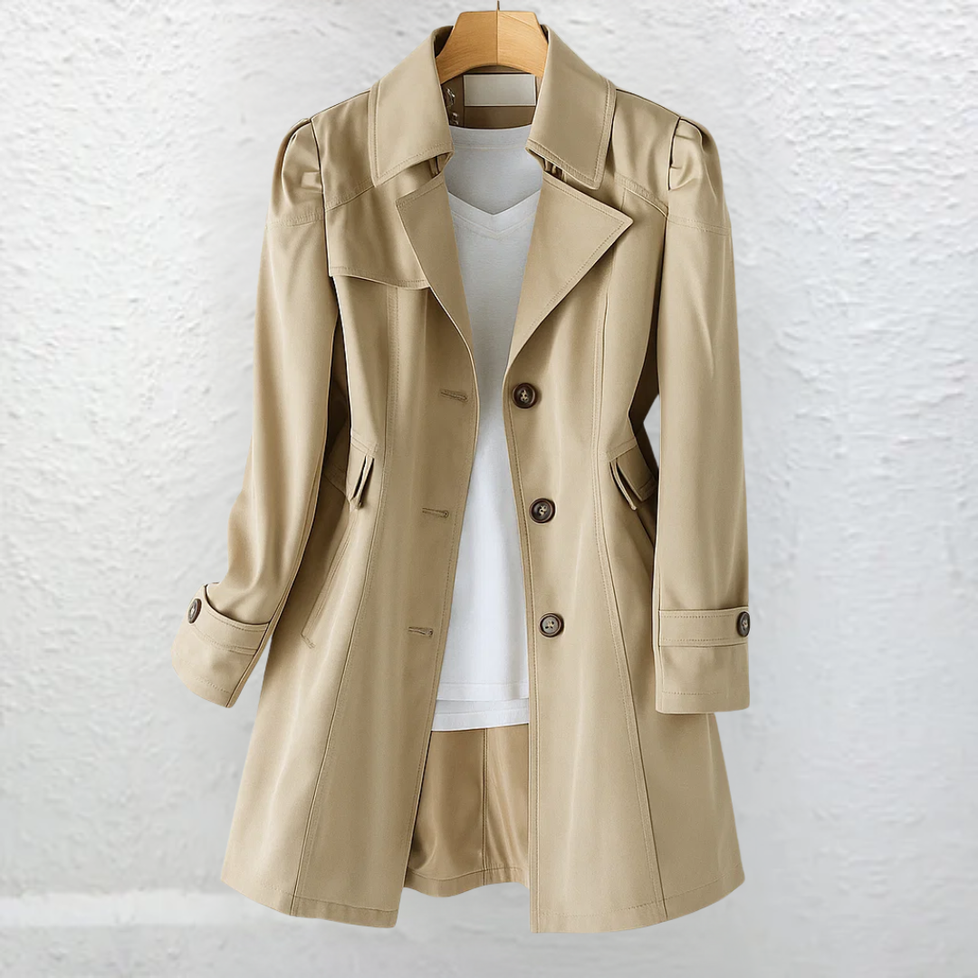 Olivia – Elegant Vintage Summer Coat – Khaki | The Bellemont Sisters Australia