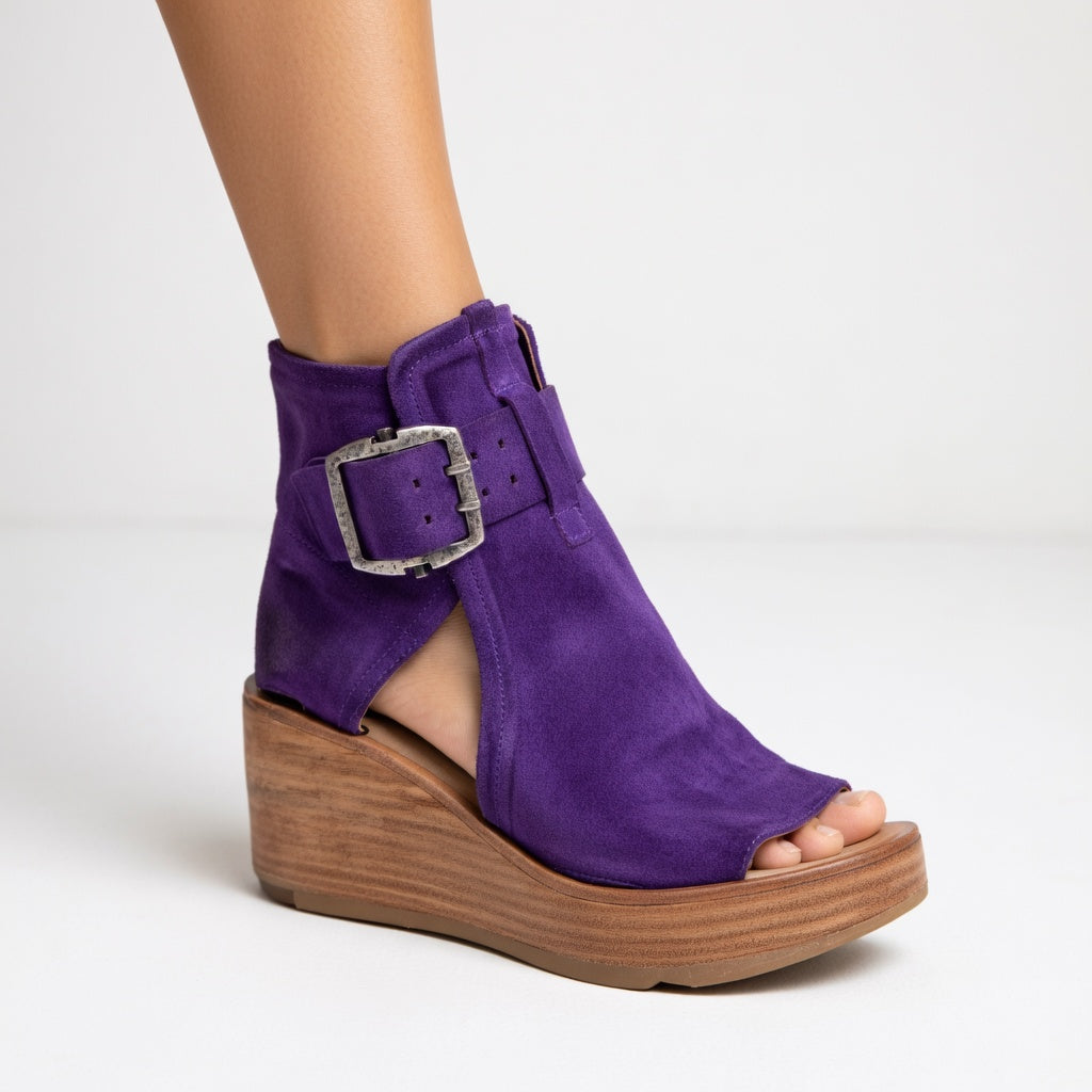Orla™ | Open Wedge Ankle Boots – Purple | The Bellemont Sisters Australia