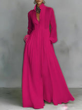 Serena | Flowing Button-Front Maxi Dress – Dark Pink | The Bellemont Sisters Australia