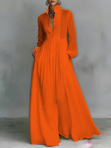 Serena | Flowing Button-Front Maxi Dress – Orange | The Bellemont Sisters Australia