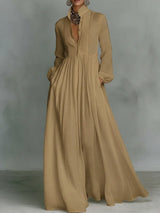 Serena | Flowing Button-Front Maxi Dress – Brown | The Bellemont Sisters Australia