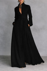 Serena | Flowing Button-Front Maxi Dress – Black (Almost sold out) | The Bellemont Sisters Australia