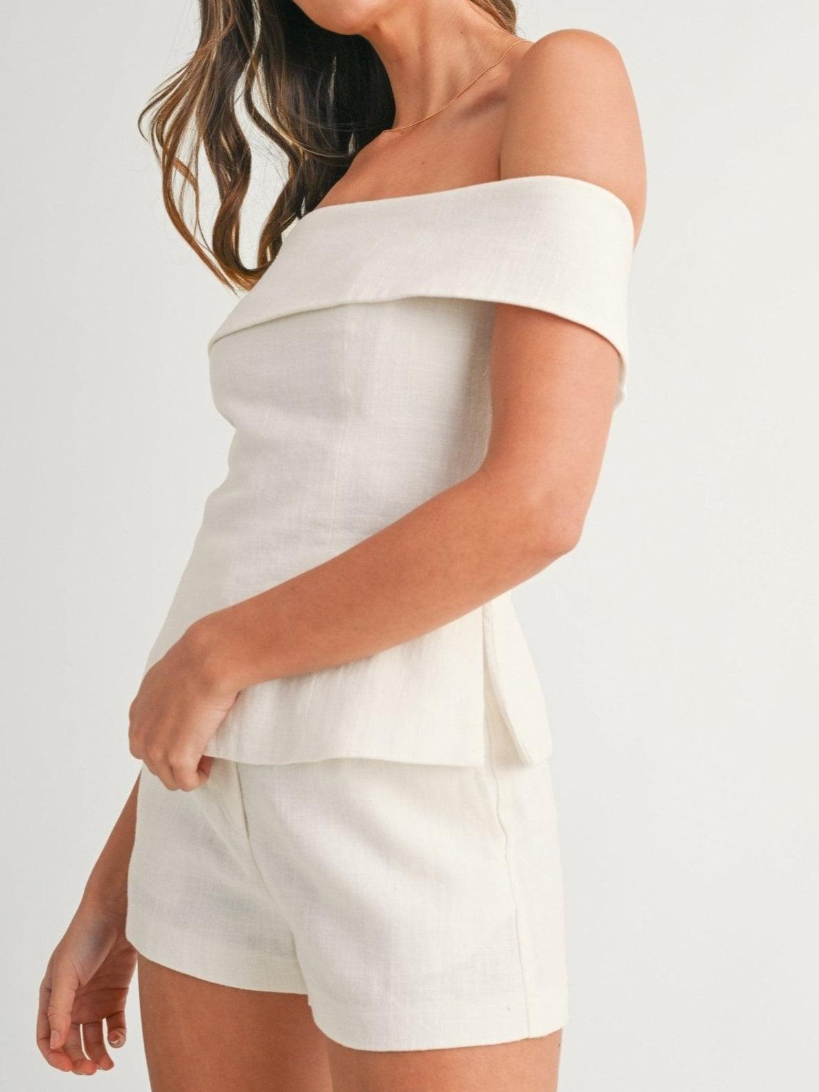 White Cotton and Linen Two-piece Suit | The Bellemont Sisters Australia