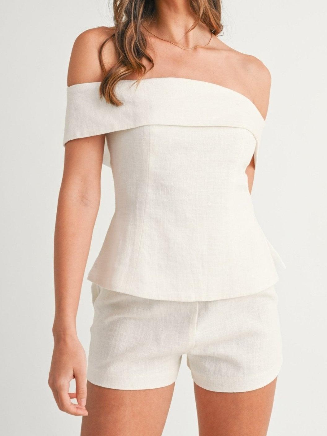 White Cotton and Linen Two-piece Suit | The Bellemont Sisters Australia
