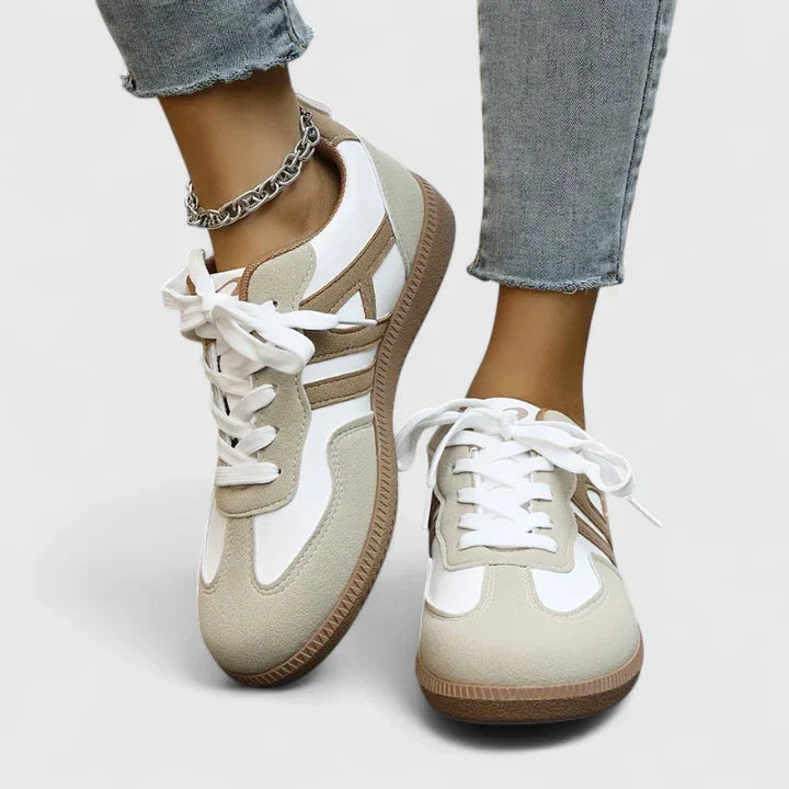 Sabrine | Orthopedic Sneakers – Khaki & White | The Bellemont Sisters Australia