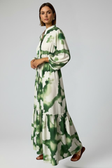 Penelope | Women’s Long Sleeve Printed Maxi Dress with V-Neck | The Bellemont Sisters Australia