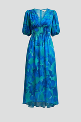 Bianca | Women’s Floral Puff Sleeve V-Neck Midi Dress | The Bellemont Sisters Australia
