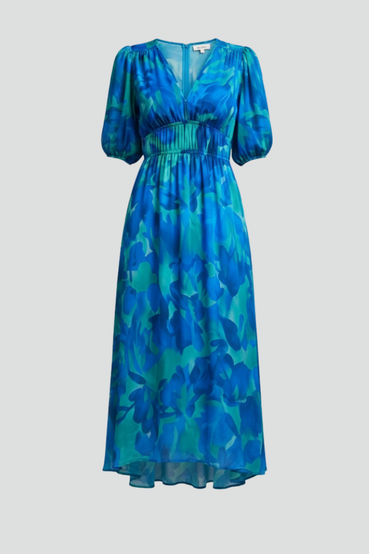 Bianca | Women’s Floral Puff Sleeve V-Neck Midi Dress | The Bellemont Sisters Australia