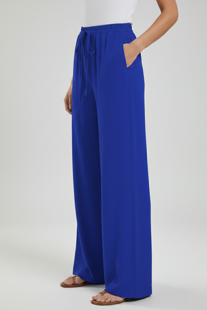 Claire | Women’s Palazzo Trousers with Drawstring Waist and Side Pockets | The Bellemont Sisters Australia