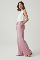 Caroline | Women’s Casual Palazzo Trousers with Drawstring Waist and Side Pockets | The Bellemont Sisters Australia