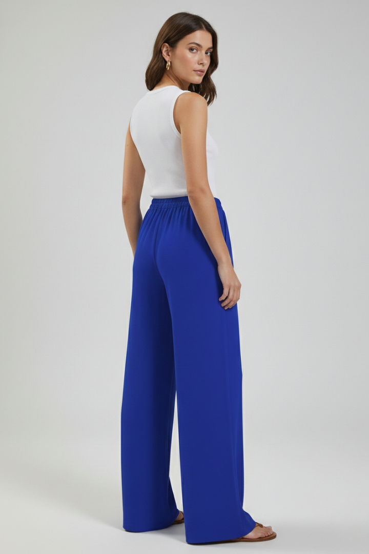 Claire | Women’s Palazzo Trousers with Drawstring Waist and Side Pockets | The Bellemont Sisters Australia