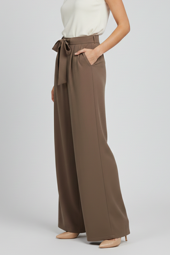 Evelyn | Women’s Wide-Leg Drawstring Waist Palazzo Trousers | The Bellemont Sisters Australia