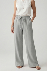 Caroline | Women’s Casual Palazzo Trousers with Drawstring Waist and Side Pockets – Grey | The Bellemont Sisters Australia