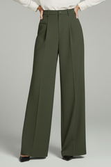 Blair | Women’s Palazzo Trousers with Front Pleats and Back Pockets – Dark Green | The Bellemont Sisters Australia