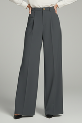 Blair | Women’s Palazzo Trousers with Front Pleats and Back Pockets – Dark Grey | The Bellemont Sisters Australia