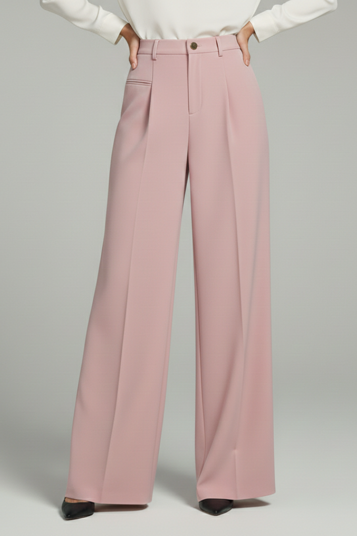 Blair | Women’s Palazzo Trousers with Front Pleats and Back Pockets – Pink | The Bellemont Sisters Australia
