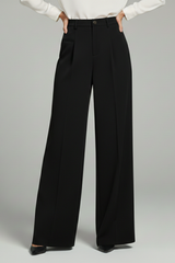 Blair | Women’s Palazzo Trousers with Front Pleats and Back Pockets – Black | The Bellemont Sisters Australia