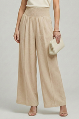 Charlotte | Women’s Palazzo Trousers with High Waist and Pleats – Khaki | The Bellemont Sisters Australia