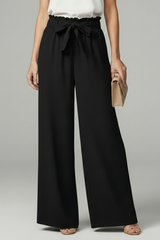 Daisy | Women’s Palazzo Trousers with Tie Belt and Wide Legs – Black | The Bellemont Sisters Australia