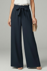 Daisy | Women’s Palazzo Trousers with Tie Belt and Wide Legs – Dark Blue | The Bellemont Sisters Australia
