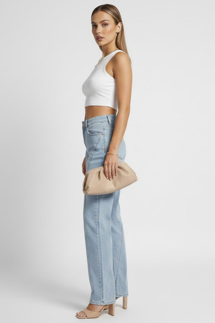 Kayla | Women’s High-Waist Classic Straight-Leg Denim Jeans | The Bellemont Sisters Australia