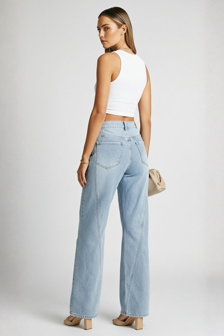 Kayla | Women’s High-Waist Classic Straight-Leg Denim Jeans | The Bellemont Sisters Australia