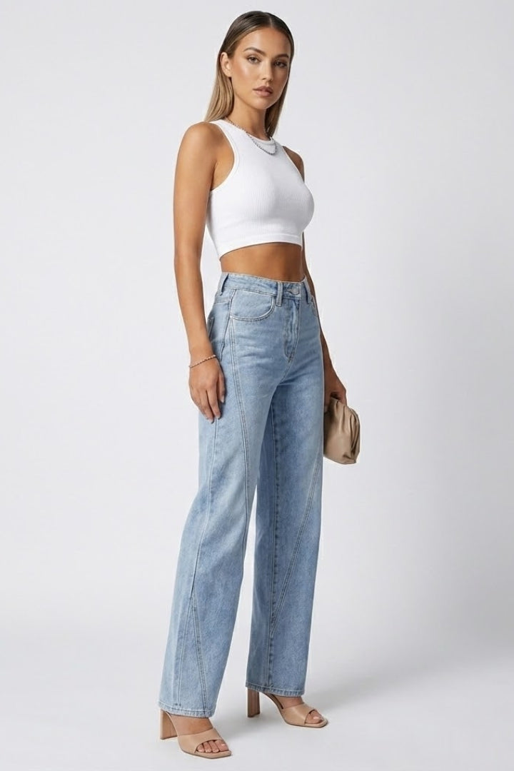 Kayla | Women’s High-Waist Classic Straight-Leg Denim Jeans | The Bellemont Sisters Australia