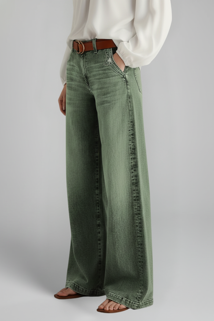 Faith | Women’s Casual Wide-Leg High-Rise Denim Jeans | The Bellemont Sisters Australia