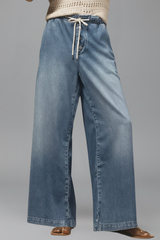 Lauren | Women’s Relaxed Wide-Leg Drawstring Denim Jeans | The Bellemont Sisters Australia