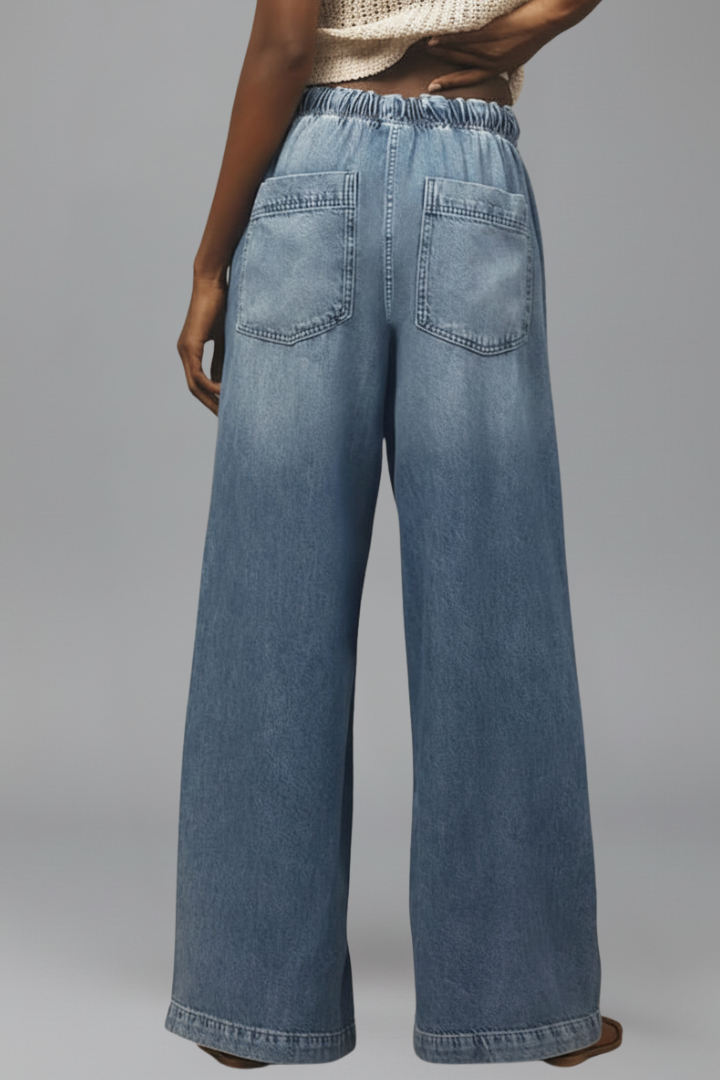 Lauren | Women’s Relaxed Wide-Leg Drawstring Denim Jeans | The Bellemont Sisters Australia