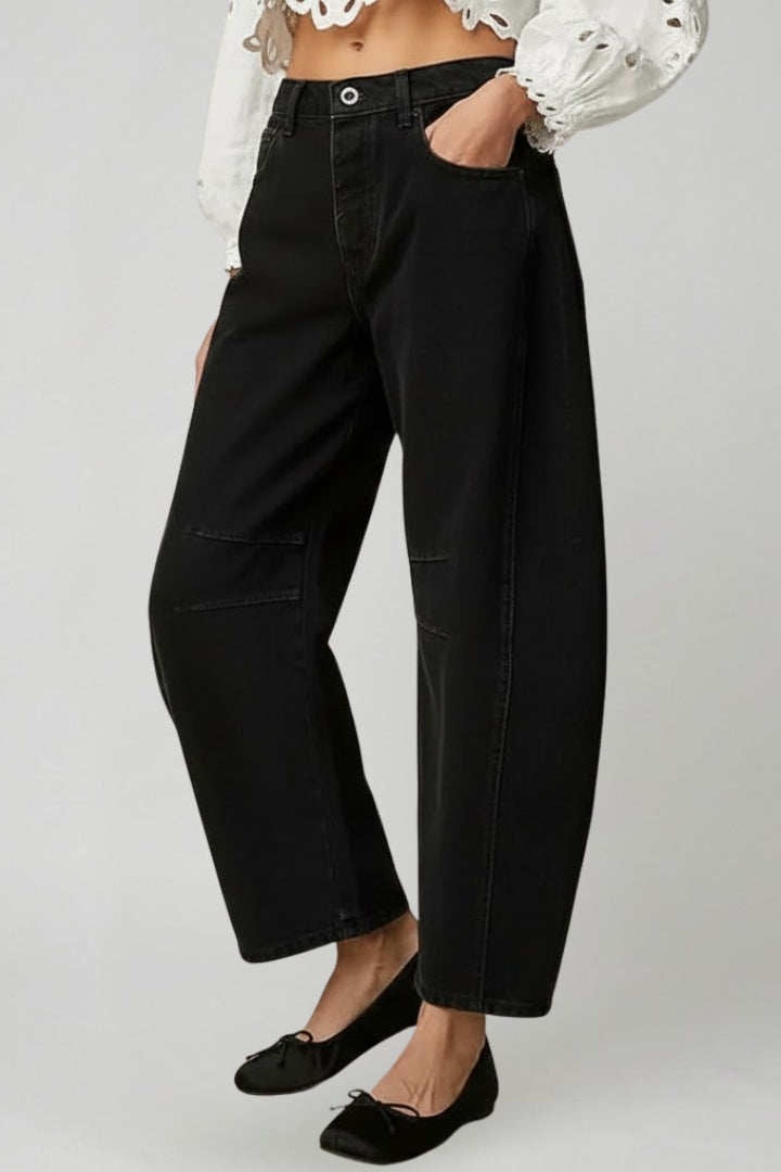 Jennifer | Women’s Casual Mid-Waist Denim Jeans with Front Closure | The Bellemont Sisters Australia