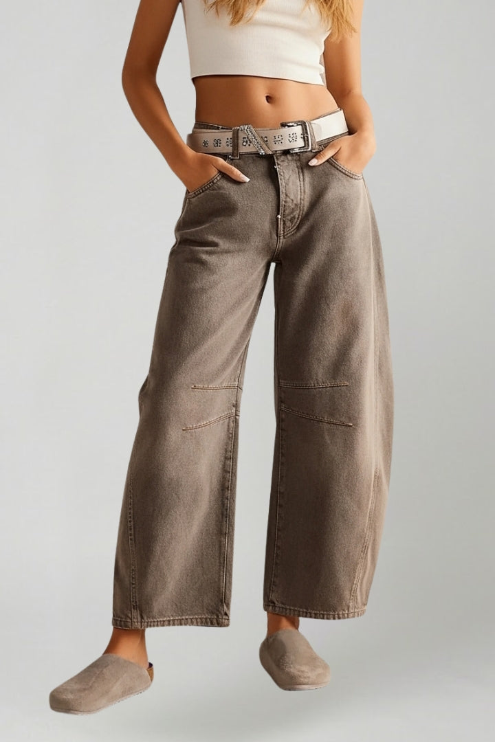 Jennifer | Women’s Casual Mid-Waist Denim Jeans with Front Closure – Grey | The Bellemont Sisters Australia
