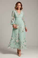 Prescela | Floral Midi Dress – Light Green | The Bellemont Sisters Australia