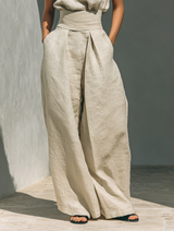 Aurora | Relaxed Beige Sleeveless Wide-Leg Co-Ord Set | The Bellemont Sisters Australia