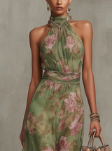 Serena — Elegant Floral Chiffon Halter Maxi Dress | The Bellemont Sisters Australia