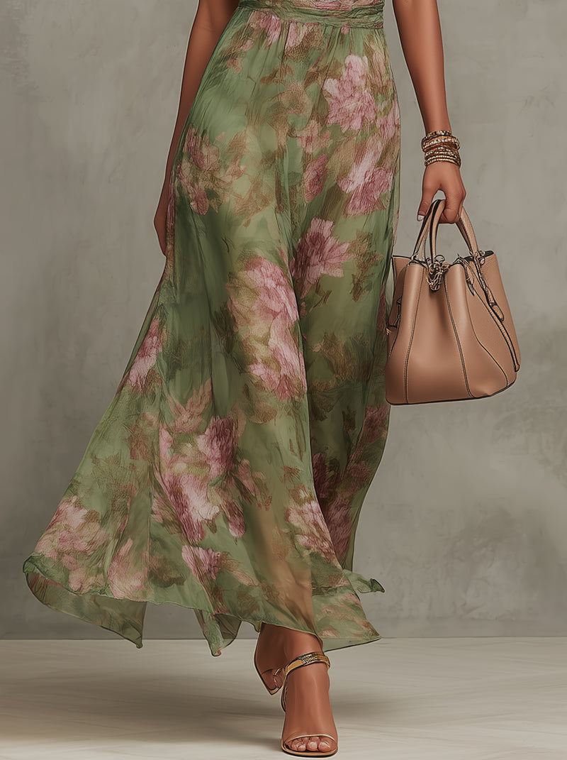 Serena — Elegant Floral Chiffon Halter Maxi Dress | The Bellemont Sisters Australia