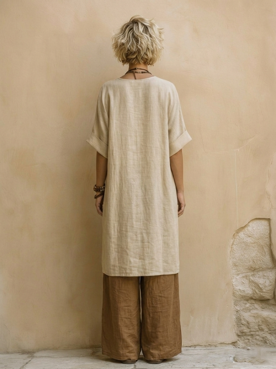 Giulia - Three-Piece Bohemian Nomad Set in Dark Gray and Brown with Tribal Pattern | The Bellemont Sisters Australia