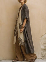 Giulia - Three-Piece Bohemian Nomad Set in Dark Gray and Brown with Tribal Pattern | The Bellemont Sisters Australia