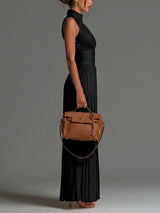 Black V-neck Sleeveless Zip-up Pleated Wide-leg Chiffon Jumpsuit | The Bellemont Sisters Australia