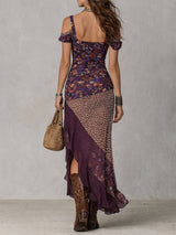 Purple Urban Nomadic Leopard Print Floral High-slit Maxi Dress | The Bellemont Sisters Australia