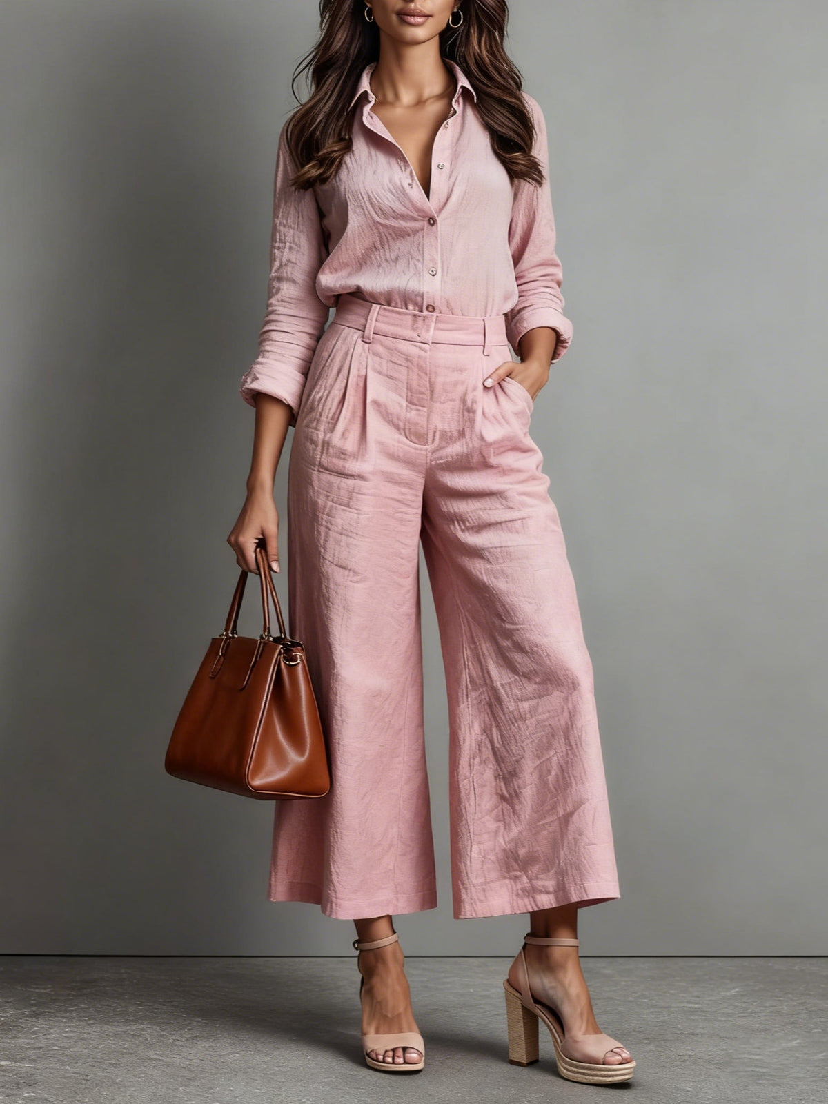 Pink Capri Pants and Loose Shirt Linen Set – Pink | The Bellemont Sisters Australia